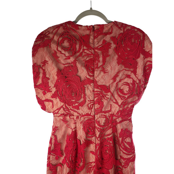 Black Halo Mesh Floral Embroidered Midi Length Dress Size 2 - Picture 7 of 11